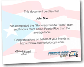 Honorary Puerto Rican Certificate