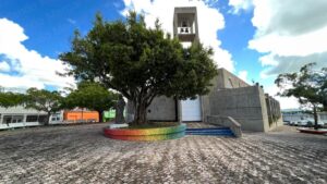 Notice the white rollup doors | Santos Ángeles Custodios church | Yabucoa 6 Years After Hurricane María | Puerto Rico By GPS